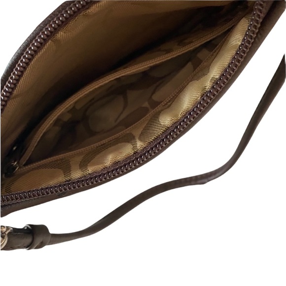 Coach Wristlet Purse Luxury Signature Monogram Classic CC Print Neutral Brown